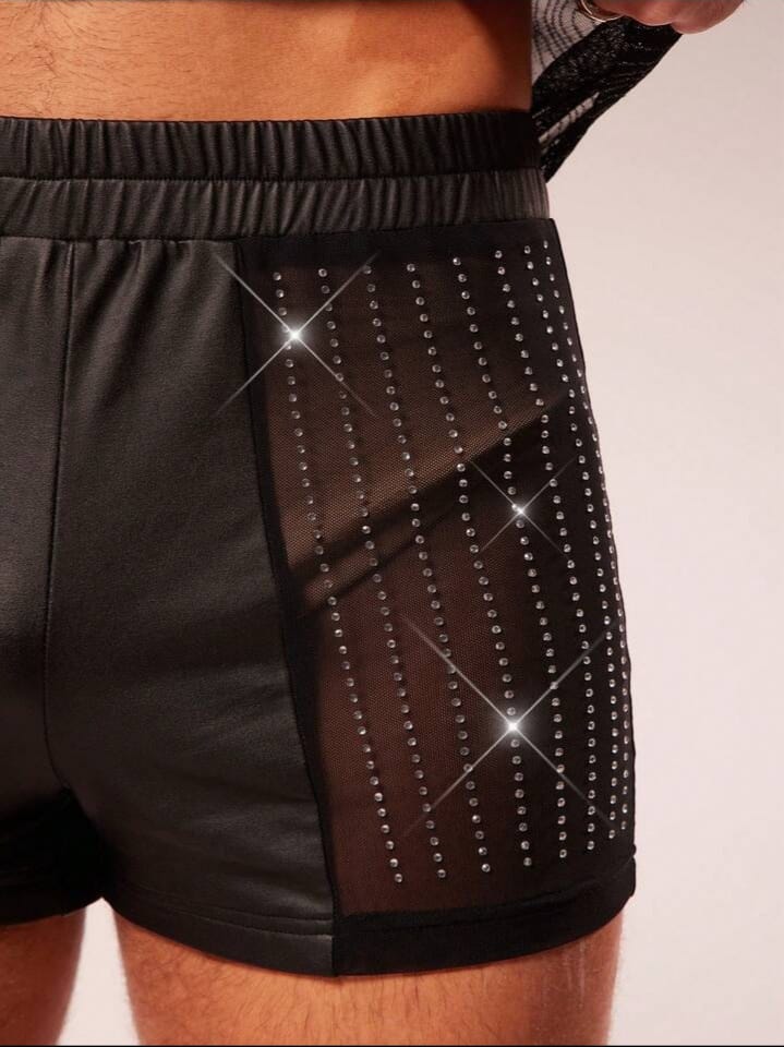 Men's Mesh & PU Rhinestone Embellished Casual Night shoot